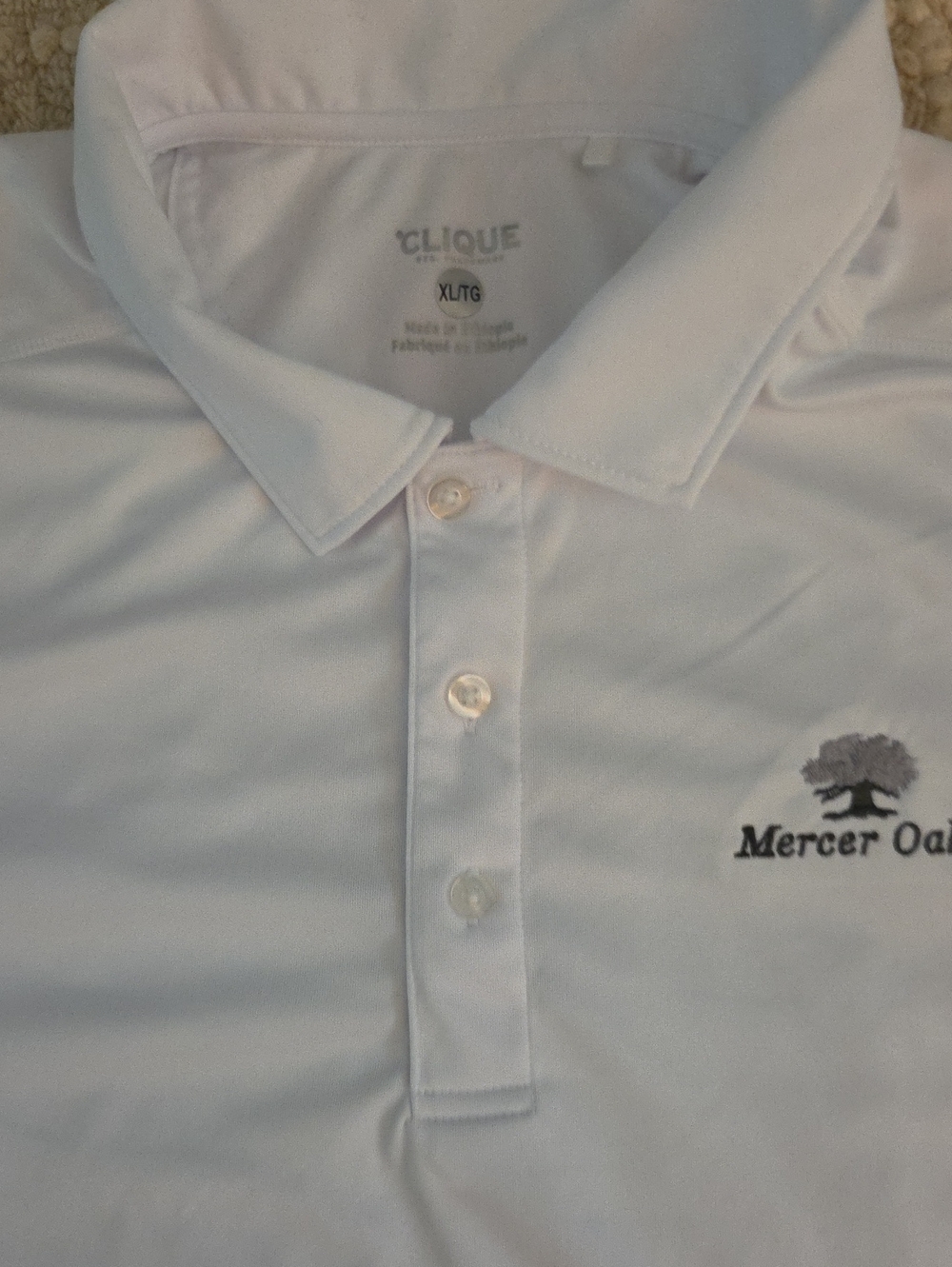 Clique White Golf Polo Shirt, XL